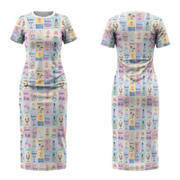 Aloha Summer Posters Grunge Textures Family Matching Short Sleeve Bodycon Dress and Hawaiian Shirt