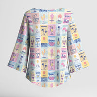Aloha Summer Posters Grunge Textures Kimono Sleeve Blouse