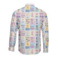 Aloha Summer Posters Grunge Textures Long Sleeve Button Shirt