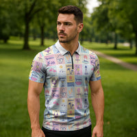 Aloha Summer Posters Grunge Textures Zipper Polo Shirt