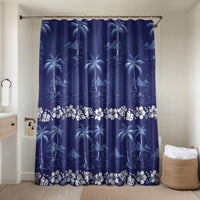 Blue Hawaii Palm Tree Hibiscus Bathroom Set Fantasy Summer Vibe LT01 Shower Curtain Only Blue - Polynesian Pride