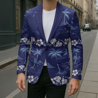 Blue Hawaii Palm Tree Hibiscus Blazer Fantasy Summer Vibe LT01 - Polynesian Pride