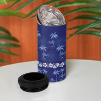 Blue Hawaii Palm Tree Hibiscus 4 in 1 Can Cooler Tumbler Fantasy Summer Vibe LT01 - Polynesian Pride
