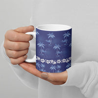 Blue Hawaii Palm Tree Hibiscus Ceramic Mug Fantasy Summer Vibe LT01 - Polynesian Pride