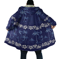 Blue Hawaii Palm Tree Hibiscus Cloak Fantasy Summer Vibe LT01 - Polynesian Pride