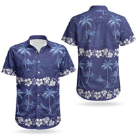 Blue Hawaii Palm Tree Hibiscus Couples Matching Puletasi and Hawaiian Shirt Fantasy Summer Vibe LT01 - Polynesian Pride