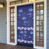 Blue Hawaii Palm Tree Hibiscus Door Cover Fantasy Summer Vibe LT01 - Polynesian Pride