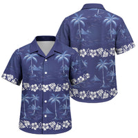 Blue Hawaii Palm Tree Hibiscus Family Matching Puletasi and Hawaiian Shirt Fantasy Summer Vibe LT01 Son's Shirt Blue - Polynesian Pride