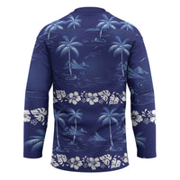 Blue Hawaii Palm Tree Hibiscus Hockey Jersey Fantasy Summer Vibe LT01 - Polynesian Pride