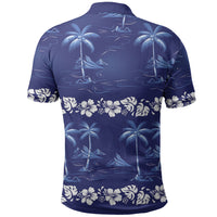 Blue Hawaii Palm Tree Hibiscus Polo Shirt Fantasy Summer Vibe LT01 - Polynesian Pride