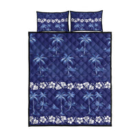 Blue Hawaii Palm Tree Hibiscus Quilt Bed Set Fantasy Summer Vibe LT01 - Polynesian Pride