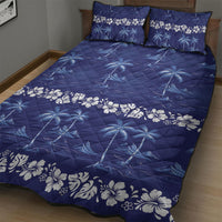 Blue Hawaii Palm Tree Hibiscus Quilt Bed Set Fantasy Summer Vibe LT01 - Polynesian Pride