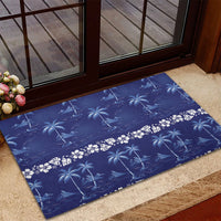 Blue Hawaii Palm Tree Hibiscus Rubber Doormat Fantasy Summer Vibe LT01 - Polynesian Pride