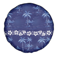 Blue Hawaii Palm Tree Hibiscus Spare Tire Cover Fantasy Summer Vibe LT01 - Polynesian Pride