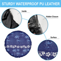 Blue Hawaii Palm Tree Hibiscus Spare Tire Cover Fantasy Summer Vibe LT01 - Polynesian Pride