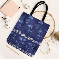 Blue Hawaii Palm Tree Hibiscus Tote Bag Fantasy Summer Vibe LT01 Black Strap One Size Blue - Polynesian Pride