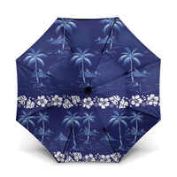 Blue Hawaii Palm Tree Hibiscus Umbrella Fantasy Summer Vibe LT01 One Size Folded 11.42 inch Opened Diameter 37.4 inch Blue - Polynesian Pride