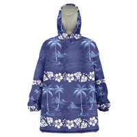 Blue Hawaii Palm Tree Hibiscus Wearable Blanket Hoodie Fantasy Summer Vibe LT01 One Size Blue - Polynesian Pride
