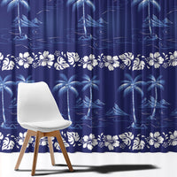 Blue Hawaii Palm Tree Hibiscus Window Curtain Fantasy Summer Vibe LT01 - Polynesian Pride