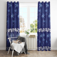 Blue Hawaii Palm Tree Hibiscus Window Curtain Fantasy Summer Vibe LT01 - Polynesian Pride