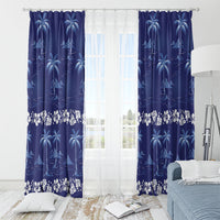 Blue Hawaii Palm Tree Hibiscus Window Curtain Fantasy Summer Vibe LT01 - Polynesian Pride