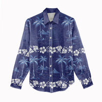 Blue Hawaii Palm Tree Hibiscus Women Casual Shirt Fantasy Summer Vibe LT01 - Polynesian Pride
