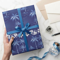 Blue Hawaii Palm Tree Hibiscus Wrapping Paper Fantasy Summer Vibe LT01 - Polynesian Pride