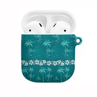 Cyan Hawaii Palm Tree Hibiscus AirPods Case Fantasy Summer Vibe LT01 Cyan - Polynesian Pride
