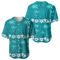 Cyan Hawaii Palm Tree Hibiscus Baseball Jersey Fantasy Summer Vibe LT01 - Polynesian Pride