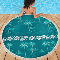 Cyan Hawaii Palm Tree Hibiscus Beach Blanket Fantasy Summer Vibe LT01 - Polynesian Pride