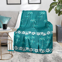 Cyan Hawaii Palm Tree Hibiscus Blanket Fantasy Summer Vibe LT01 - Polynesian Pride