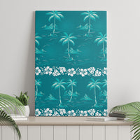 Cyan Hawaii Palm Tree Hibiscus Canvas Wall Art Fantasy Summer Vibe LT01 - Polynesian Pride