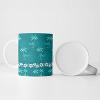 Cyan Hawaii Palm Tree Hibiscus Ceramic Mug Fantasy Summer Vibe LT01 - Polynesian Pride