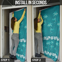 Cyan Hawaii Palm Tree Hibiscus Door Cover Fantasy Summer Vibe LT01 - Polynesian Pride