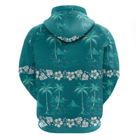 Cyan Hawaii Palm Tree Hibiscus Hoodie Fantasy Summer Vibe LT01 - Polynesian Pride