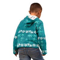 Cyan Hawaii Palm Tree Hibiscus Kid Hoodie Fantasy Summer Vibe LT01 - Polynesian Pride