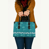 Cyan Hawaii Palm Tree Hibiscus Leather Bag Fantasy Summer Vibe LT01 - Polynesian Pride