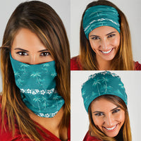 Cyan Hawaii Palm Tree Hibiscus Neck Gaiter Fantasy Summer Vibe LT01 - Polynesian Pride