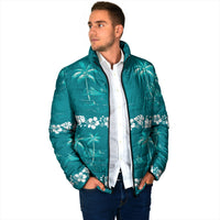 Cyan Hawaii Palm Tree Hibiscus Padded Jacket Fantasy Summer Vibe LT01 - Polynesian Pride