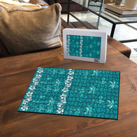 Cyan Hawaii Palm Tree Hibiscus Puzzle Fantasy Summer Vibe LT01 - Polynesian Pride