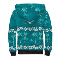 Cyan Hawaii Palm Tree Hibiscus Sherpa Hoodie Fantasy Summer Vibe LT01 - Polynesian Pride