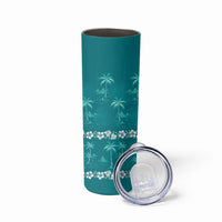 Cyan Hawaii Palm Tree Hibiscus Skinny Tumbler Fantasy Summer Vibe LT01 - Polynesian Pride