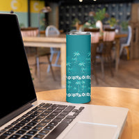 Cyan Hawaii Palm Tree Hibiscus Skinny Tumbler Fantasy Summer Vibe LT01 - Polynesian Pride