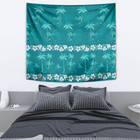 Cyan Hawaii Palm Tree Hibiscus Tapestry Fantasy Summer Vibe LT01 - Polynesian Pride