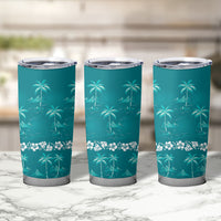 Cyan Hawaii Palm Tree Hibiscus Tumbler Cup Fantasy Summer Vibe LT01 - Polynesian Pride