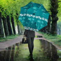 Cyan Hawaii Palm Tree Hibiscus Umbrella Fantasy Summer Vibe LT01 - Polynesian Pride