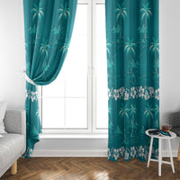 Cyan Hawaii Palm Tree Hibiscus Window Curtain Fantasy Summer Vibe LT01 - Polynesian Pride