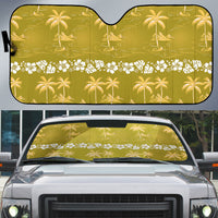 Yellow Hawaii Palm Tree Hibiscus Auto Sun Shade Fantasy Summer Vibe LT01 Yellow - Polynesian Pride