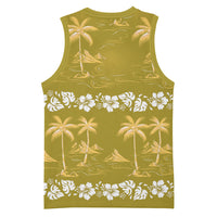 Yellow Hawaii Palm Tree Hibiscus Basketball Jersey Fantasy Summer Vibe LT01 - Polynesian Pride