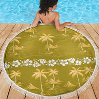 Yellow Hawaii Palm Tree Hibiscus Beach Blanket Fantasy Summer Vibe LT01 - Polynesian Pride